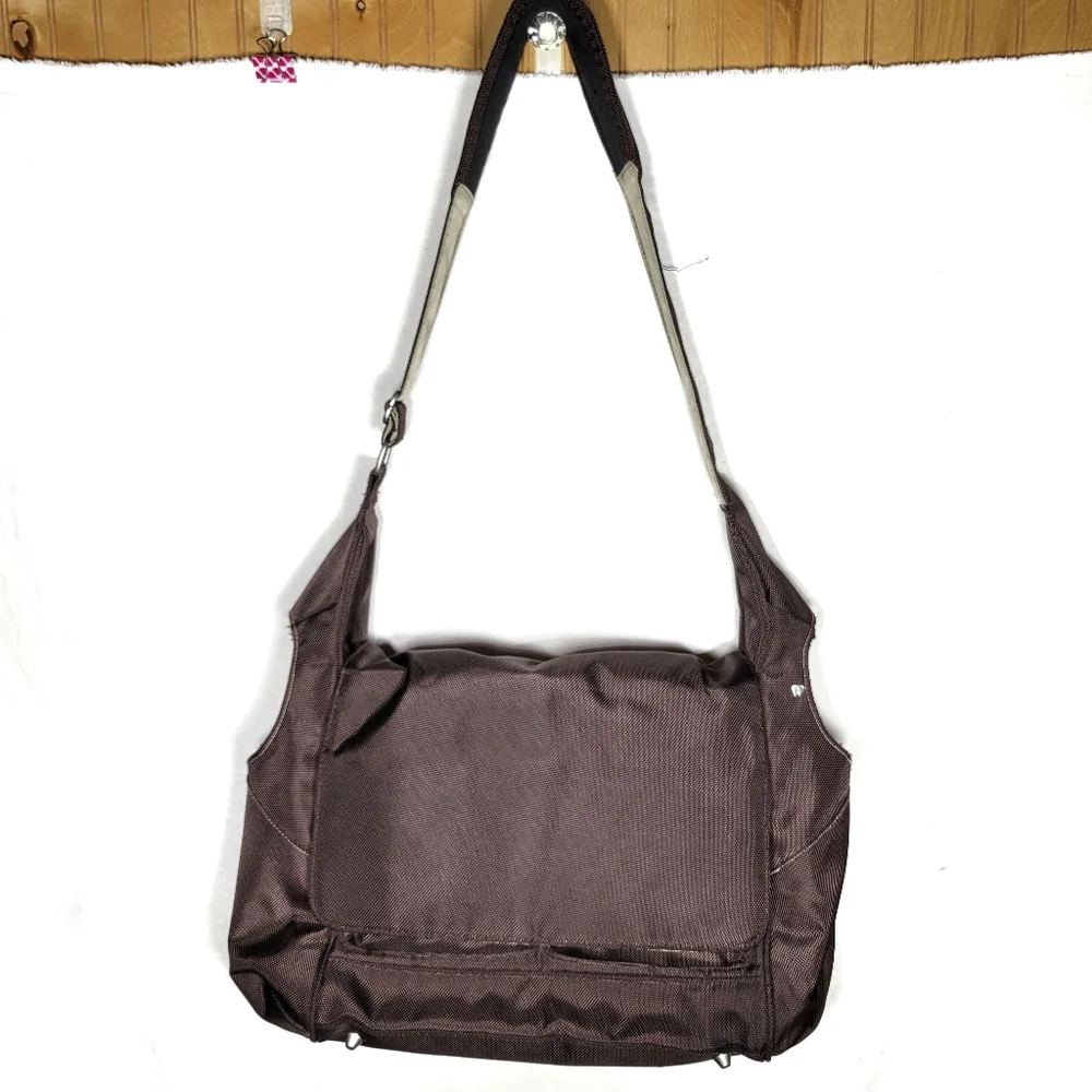 Pottery Barn Kids Ultimate Diaper Bag brown messenger backpack convertible